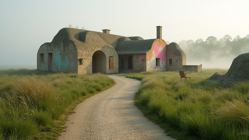 Le Jardin des Méditations avec le bassin central et les sculptures environnantes
