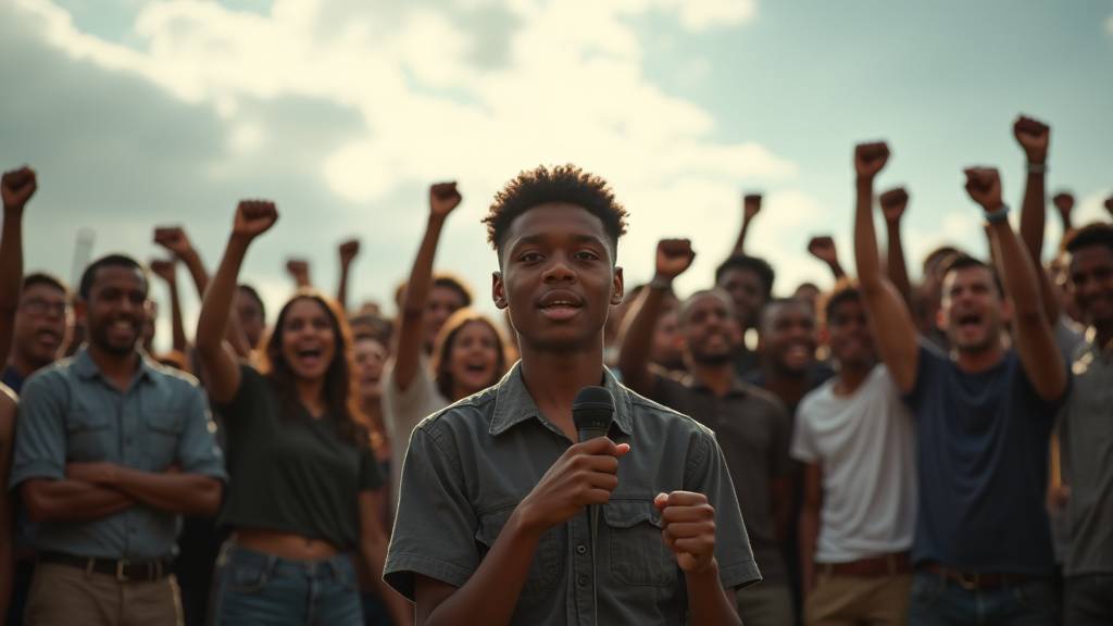 Jeune orateur au micro